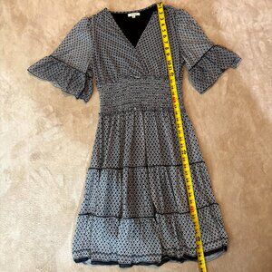 Max Studio Smocked Flutter Sleeve Printed Midi Dress XS